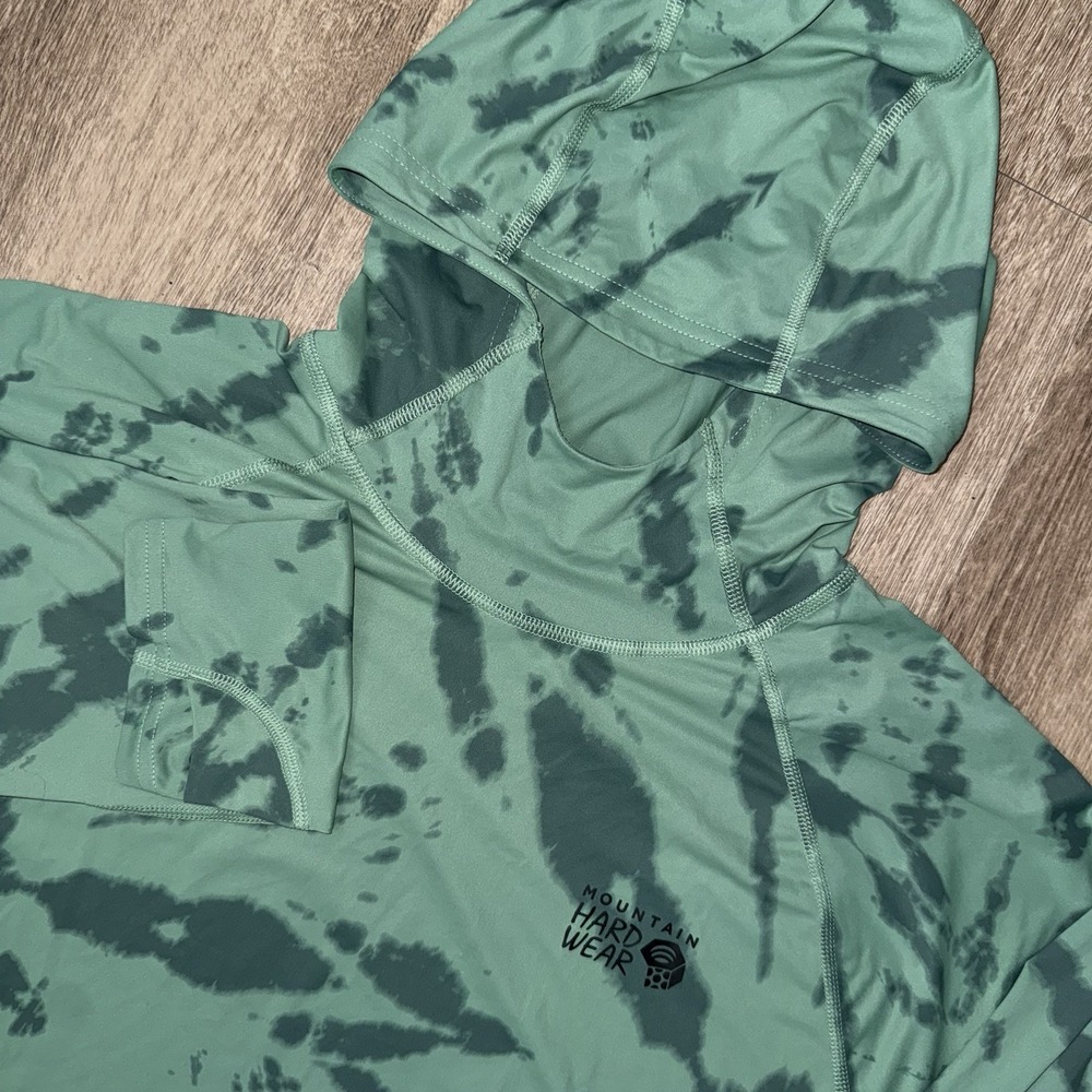 Mountain Hardwear Crater Lake Hoodie Men's XL Green Tie Dye Long Sleeve